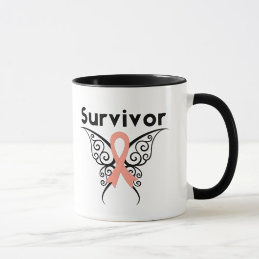 Mug Papillon utérin de tribal de survivant de Cancer (Droite)