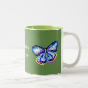 Mug papillon vert et bleu