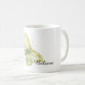 Mug Papillon Vert Menthe Croire (Devant droit)