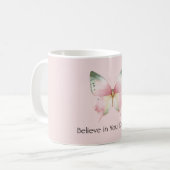 Mug Papillon Vert Rose Blanc Menthe (Devant gauche)
