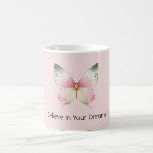 Mug Papillon Vert Rose Blanc Menthe (Centre)