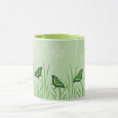 Mug Papillon vert sur vert clair - romantique (Centre)