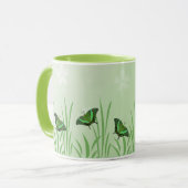Mug Papillon vert sur vert clair - romantique (Devant gauche)