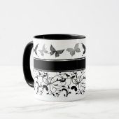 Mug Papillon Victorian Flourian noir blanc (Devant gauche)