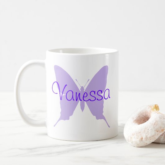 Mug Papillon Violet Personnalisé (Avec donut)