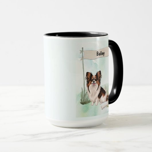 Mug Papillon Watercolor Personalized Dog (Devant droit)