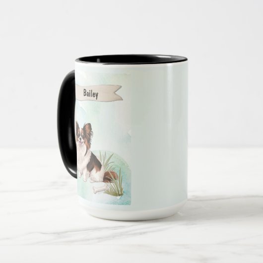 Mug Papillon Watercolor Personalized Dog (Devant gauche)