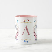 Mug Papillons à fleurs de lapin Monogramme à thème (Centre)