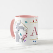 Mug Papillons à fleurs de lapin Monogramme à thème (Devant gauche)