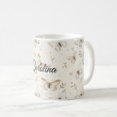 Mug Papillons à la crème chic Anniversaire (Devant droit)