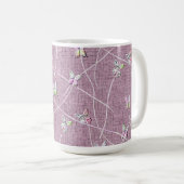 Mug Papillons à l'aquarelle sur rose poudré (Devant droit)