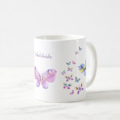 Mug Papillons aquarelle art avec Votre nom (Devant droit)