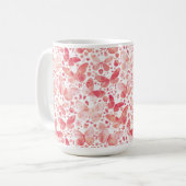 Mug Papillons Aquarelle Corail rose (Devant gauche)