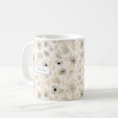 Mug Papillons Aquarelle gris jaune Nom personnalisable (Devant gauche)