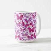 Mug Papillons Aquarelle Magenta Rose (Devant droit)