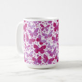Mug Papillons Aquarelle Magenta Rose (Devant gauche)