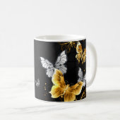 Mug Papillons blancs et dorés (Devant droit)