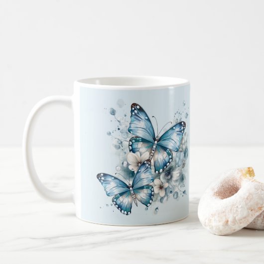 Mug Papillons bleus (Avec donut)