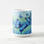 Mug Papillons Bleus avec des Fleurs Bleues, (Centre)