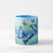 Mug Papillons Bleus avec des Fleurs Bleues, (Centre)