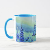 Mug Papillons Bleus avec des Fleurs Bleues, (Gauche)
