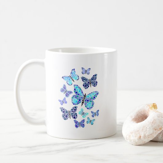 Mug Papillons bleus en points (Avec donut)