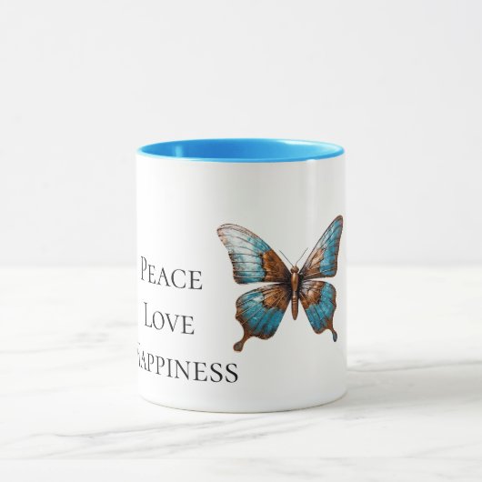 Mug Papillons bleus turquoise (Centre)