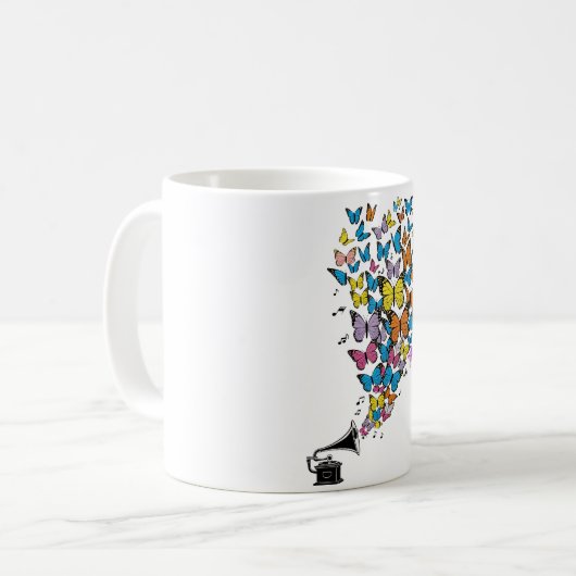 Mug Papillons colorés avec Gramophone (Devant gauche)