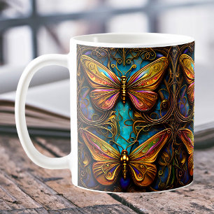 Mug Papillons de bronze sur Aqua Blue