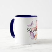 Mug Papillons de pêche à la lavande violette (Devant gauche)