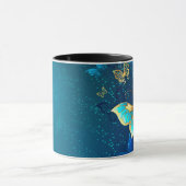 Mug Papillons d'or sur un Arrière - plan bleu (Centre)