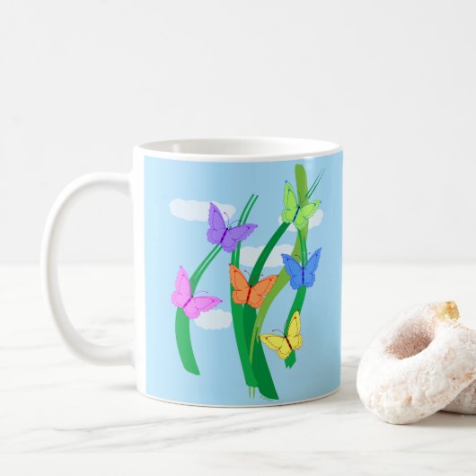 Mug Papillons et ciel colorés (Avec donut)