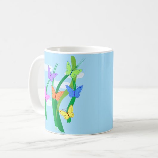 Mug Papillons et ciel colorés (Devant gauche)