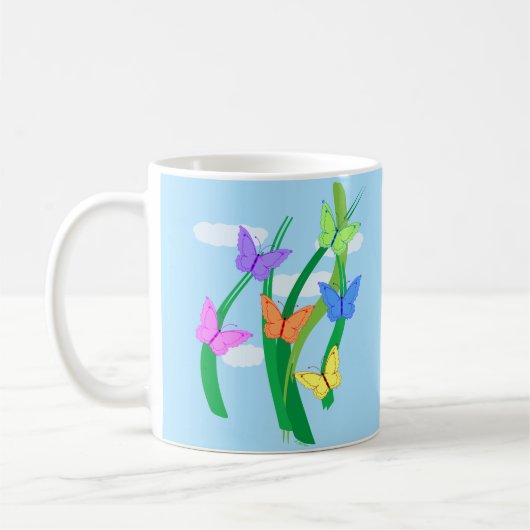 Mug Papillons et ciel colorés (Gauche)