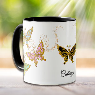 Mug Papillons et étoiles Parties scintillant or