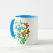 Mug Papillons et Fleur sauvage Vintage Botanique (Devant gauche)