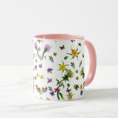 Mug Papillons et fleurs (Devant droit)