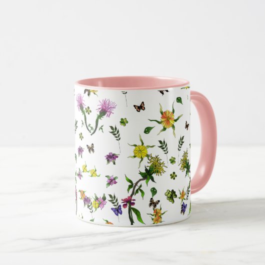 Mug Papillons et fleurs (Devant droit)