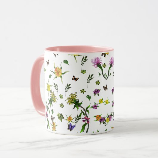 Mug Papillons et fleurs (Devant gauche)