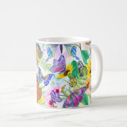 Mug Papillons et fleurs (Devant droit)