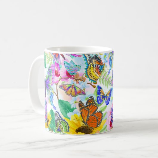 Mug Papillons et fleurs (Devant gauche)