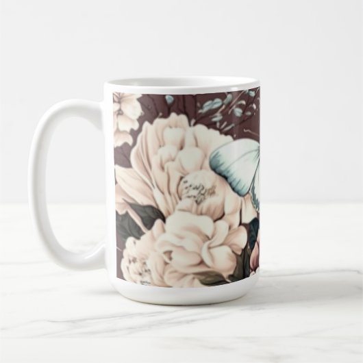 Mug Papillons et fleurs brunes (Gauche)