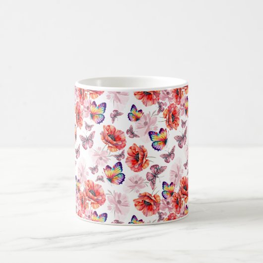 Mug Papillons et fleurs de pavot (Centre)