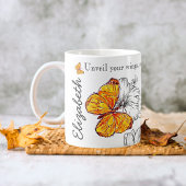 Mug Papillons et fleurs Nom et message personnel