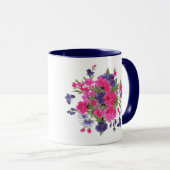 Mug Papillons et fleurs Nom personnalisé Fête des mère (Devant droit)