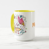 Mug Papillons et nom fait sur commande (Devant gauche)
