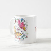 Mug Papillons et nom fait sur commande (Devant gauche)