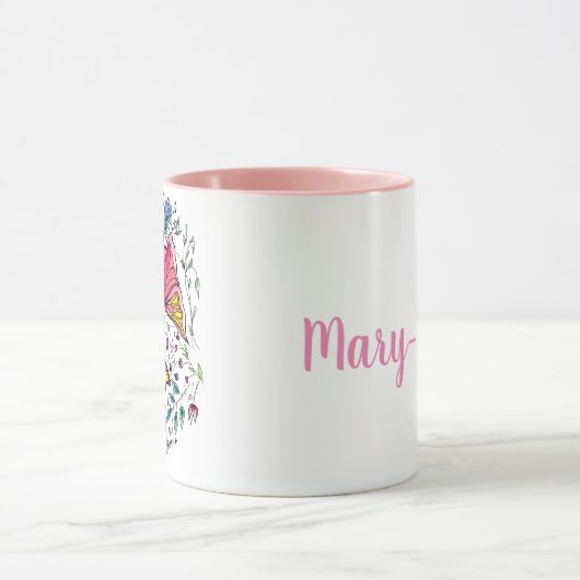 Mug Papillons et nom fait sur commande (Centre)