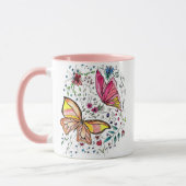 Mug Papillons et nom fait sur commande (Gauche)