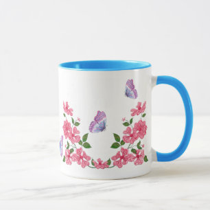 Mug Papillons et roses roses sauvages